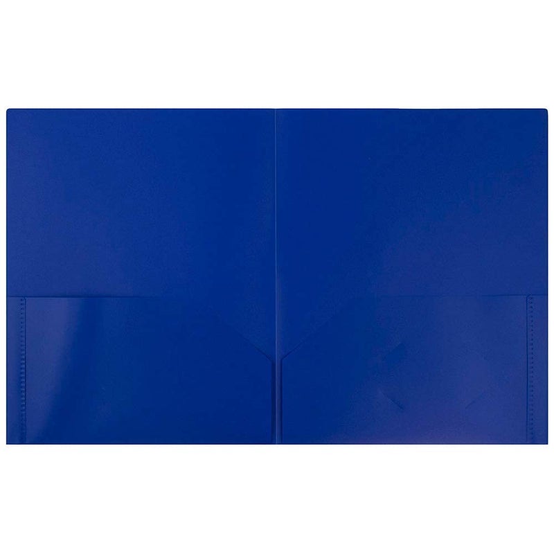 JAM Paper مجلدات جام بيبر البلاستيكية ذات جيبين - مجلدات مدرسية متينة - زرقاء - 6/عبوة - Image 2
